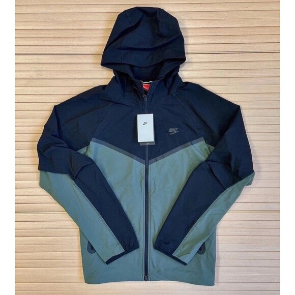 New Nike Tech Windrunner Woven Full-Zip JacketLarge Black Green HM7151 338 Men L - Picture 4 of 14